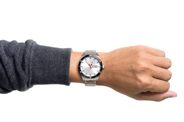 Wrist watch on man's wrist Stock Picture