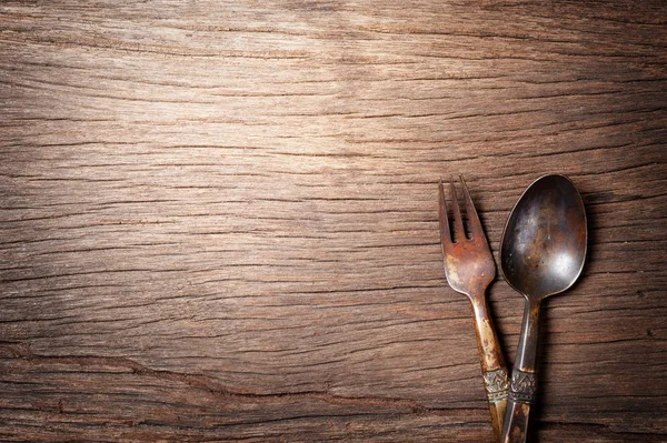 Old spoon and fork — Stock Photo, Image