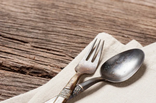 Old spoon and fork — Stock Photo, Image