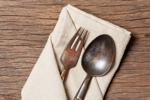 Old spoon and fork — Stock Photo, Image