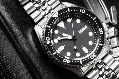 luxury stainless steel wristwatch clipart