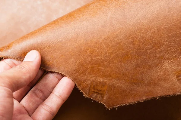 Коричневая кожа для обработки кожи — стоковое фото