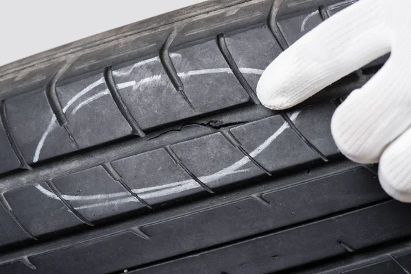 Damaged car tire — Stock Photo, Image