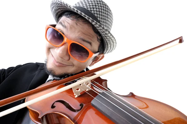 Violinist over white — Stock Photo, Image