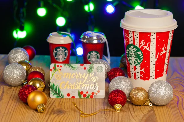 Lembrança Starbucks no Natal — Fotografia de Stock