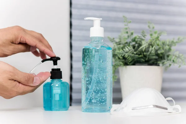 Washing the hands with Alcohol gel for hand sanitize. Prevention of Coronavirus Disease 2019 (COVID-19) concept.