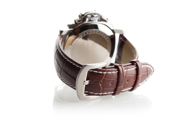 Close Bruine Krokodil Graan Lederen Horlogeband — Stockfoto