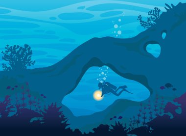 Mercan, mağara, tüplü dalış ve deniz.