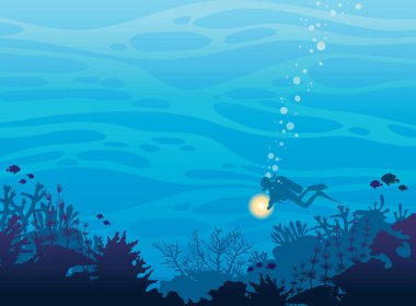 Mercan, tüplü dalış ve deniz. Sualtı canlıları.