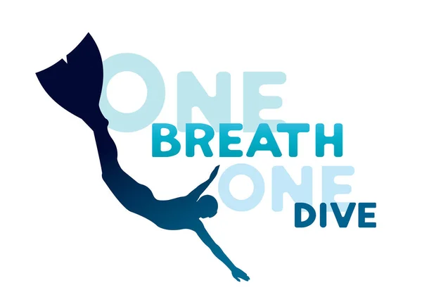 Freediver z monofin - jeden oddech, jedno nurkowanie. — Wektor stockowy