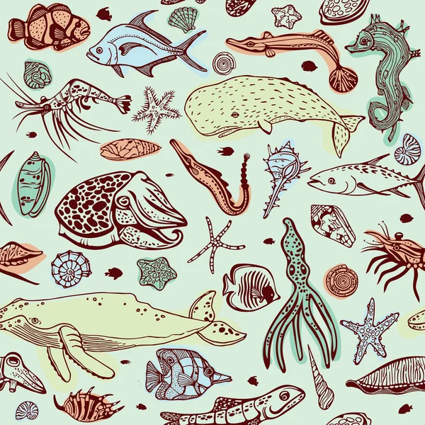 Seamless pattern with sea animal. — Stock Vector