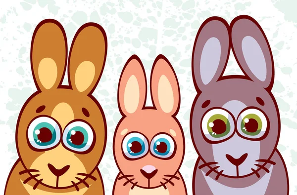 Kreslenými králíky. Zvířecí vektorové ilustrace. — Stockový vektor
