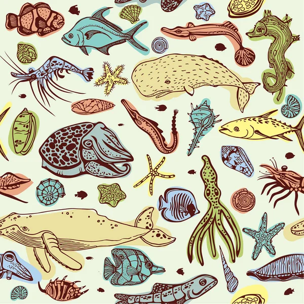 Modèle sans couture avec animal de mer . — Image vectorielle