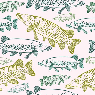 mızrakları ile Seamless modeli. Vektör balık.