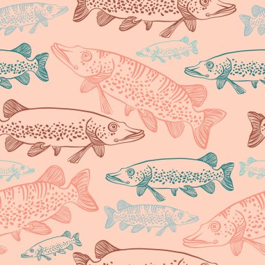 mızrakları ile Seamless modeli. Vektör balık.