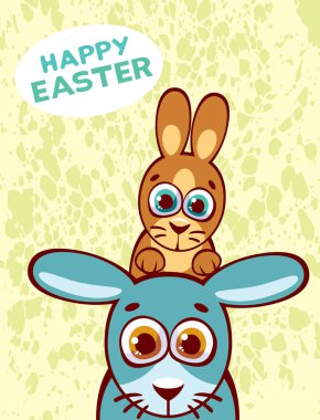 Happy easter with funny rabbit family. clipart