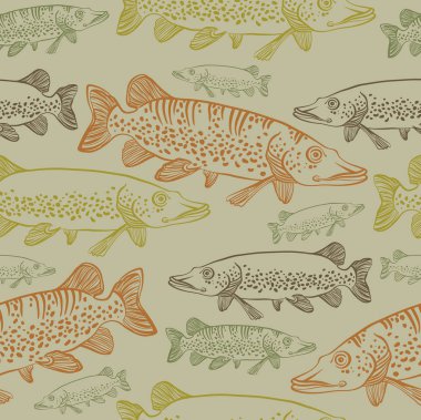 mızrakları ile Seamless modeli. Vektör balık.