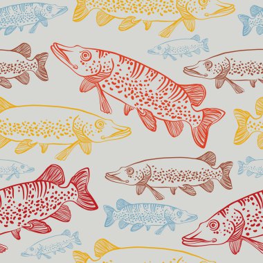 mızrakları ile Seamless modeli. Vektör balık.