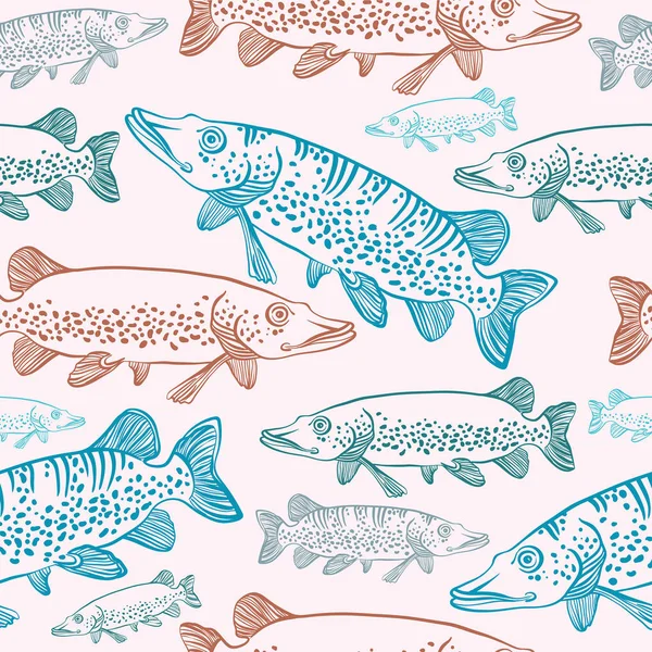 mızrakları ile Seamless modeli. Vektör balık.