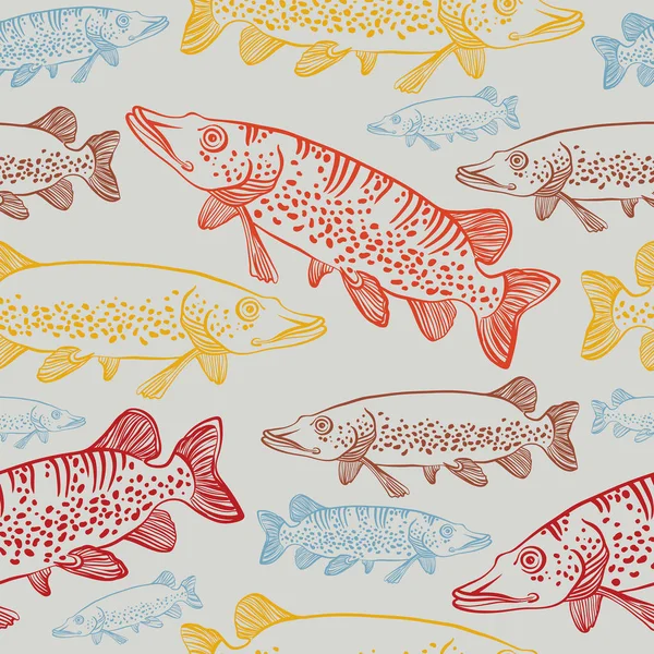 mızrakları ile Seamless modeli. Vektör balık.