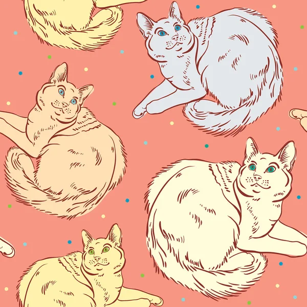 Seamless pattern with cats. — Stock Vector