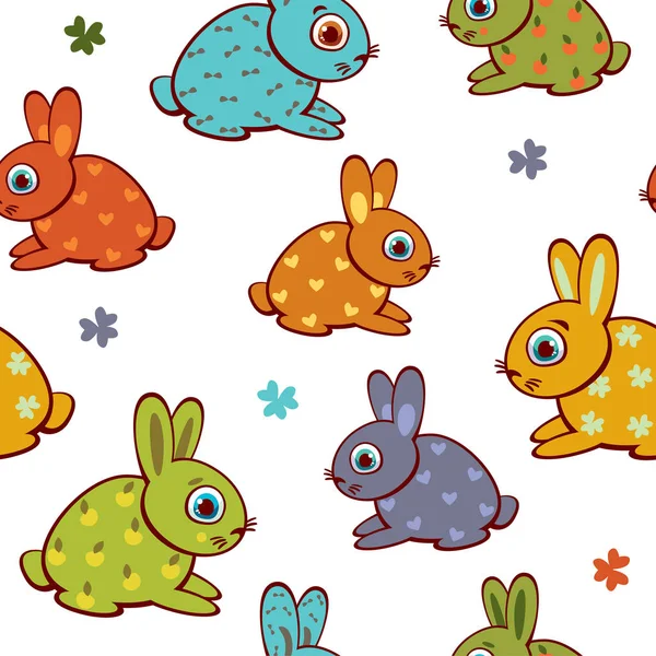 Seamless pattern with rabbits. — Stock Vector