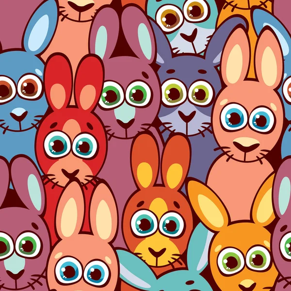 Seamless pattern with rabbits. Childish wallpaper and textile. — Stock Vector