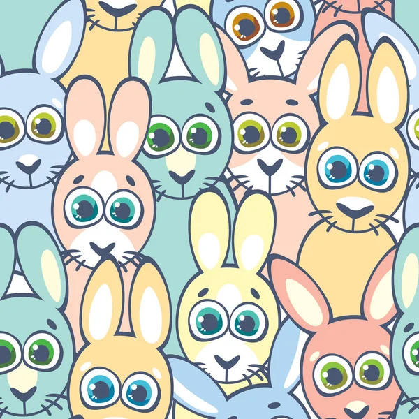Seamless pattern with rabbits. Childish wallpaper and textile. — Stock Vector