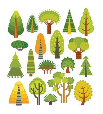 karikatür ağaçlar set