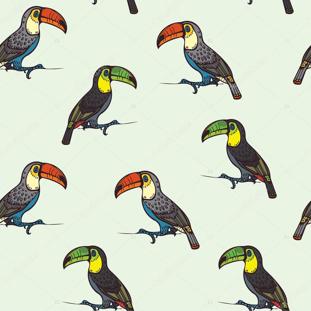 Seamless pattern with toucans.