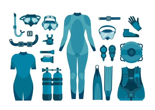 Collection of scuba diving. — Stock Vector