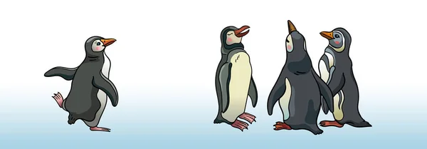 Conjunto de pinguins-magalhães . — Vetor de Stock
