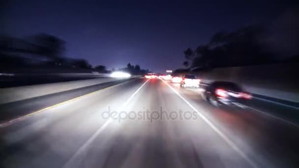 Nattliga la motorvägen kör timelapse — Stockvideo