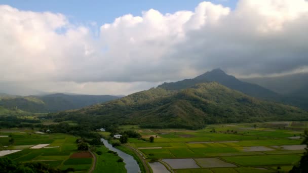 Nuvens rolando sobre o mirante hanalei — Vídeo de Stock