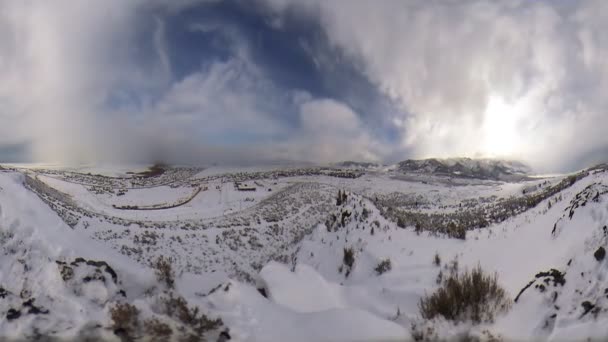 Time lapse fisheye winter landscape — Stock Video
