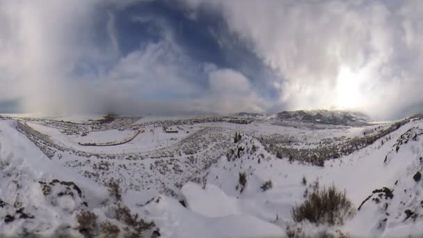 Ώρα λήξη fisheye χειμερινό τοπίο — Αρχείο Βίντεο