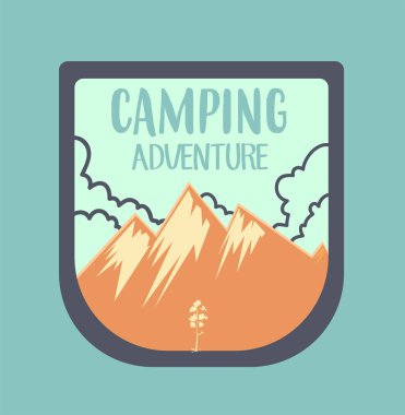 Açık macera rozet ve retro amblemi.