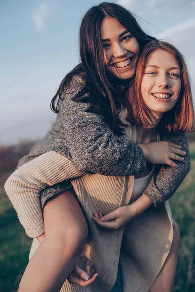 Young pretty girls having fun