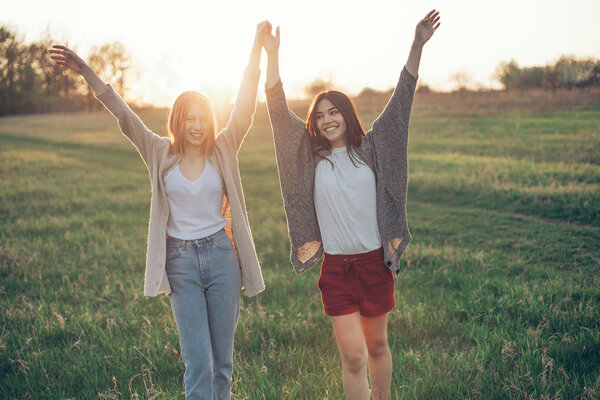 Young cute girls having fun