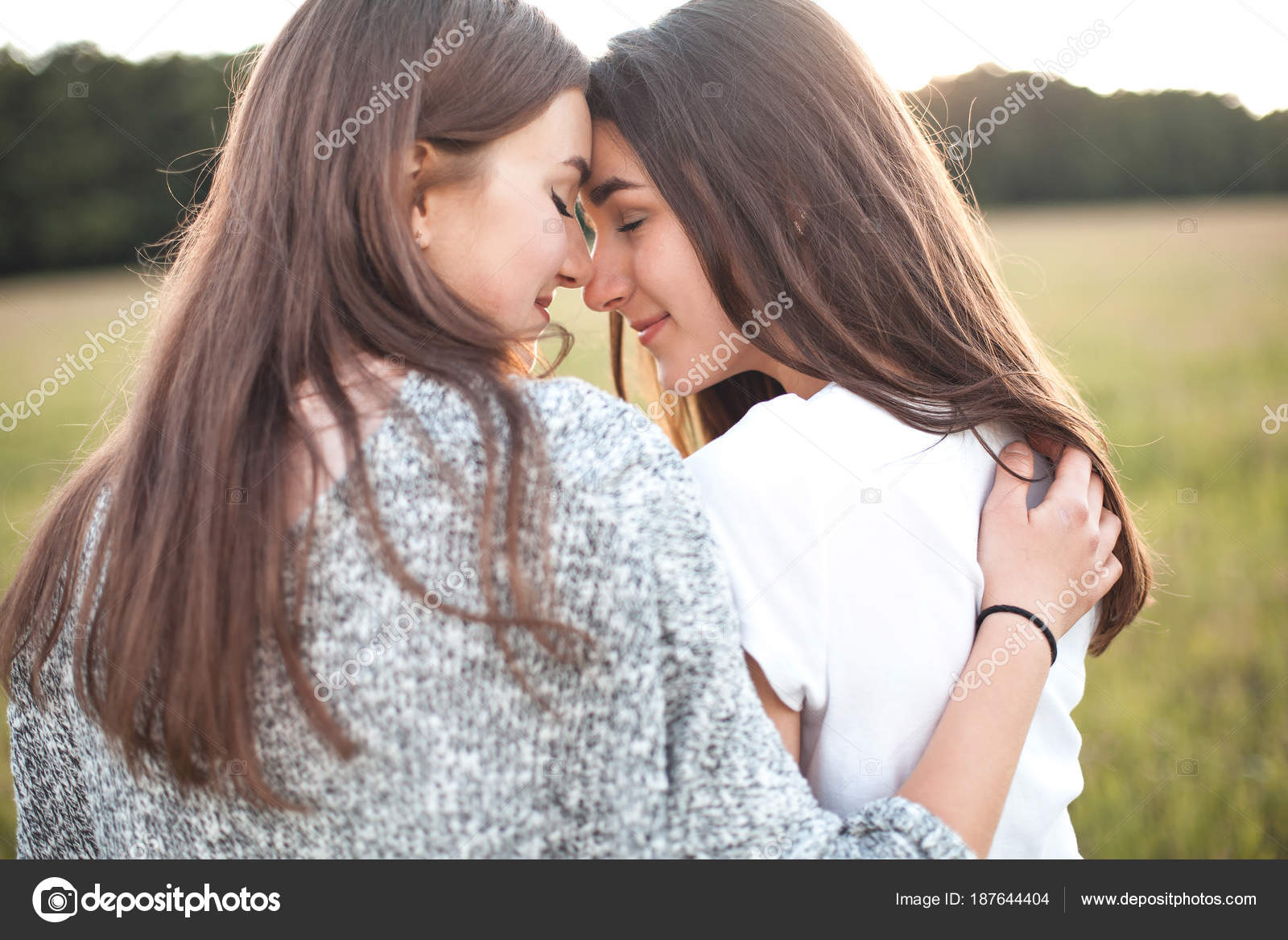 two girls hugging