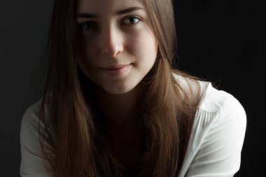 Uzun Fuarı güzel kadın var. Stüdyo portre