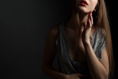 Uzun Fuarı güzel kadın var. Stüdyo portre