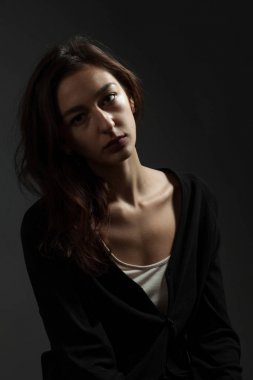Uzun Fuarı güzel kadın var. Stüdyo portre