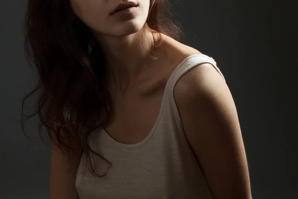 Beautiful Female Long Fair Studio Portrait — Stock Photo, Image