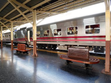 Bir vintage tren istasyonunda Tren Park