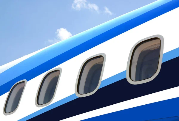 Flygplanets windows från utanför — Stockfoto