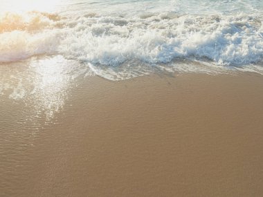 Kıyı şeridi closeup altın günbatımı ışık ile