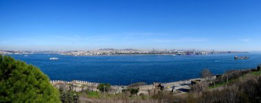 Boğaz'ın Anadolu Yakası manzaraya bakarak İstanbul ' da boğaz Panorama görünümünü.
