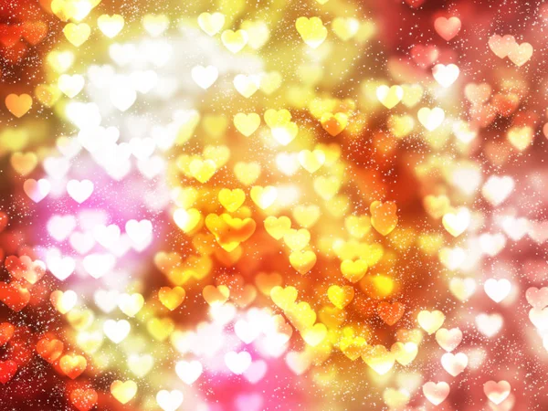 Heart bokeh และเส้นทางประกายบนพื้นหลังสีชมพูสีส้มสีเหลือง — ภาพถ่ายสต็อก