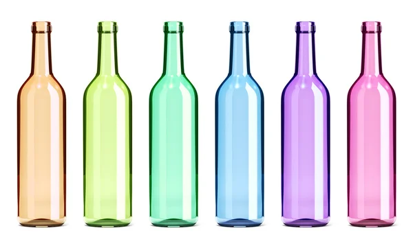 Ensemble de bouteilles vides en verre coloré — Photo